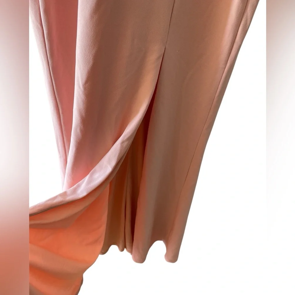Lulus Light Pink Mock Neck Cutout Maxi Side Slit Mermaid Dress size XL X-Large - Picture 6 of 14